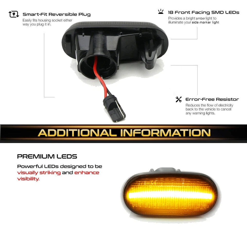 Lente de humo LED secuencial LED para guardabarros delantero luz marcadora lateral Fit 01-09 Honda Civic Foto 3 de 4
