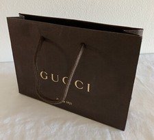 GUCCI FIRENZE 1921 Authentic Gift Paper Shopping Bag Small Brown And Gold