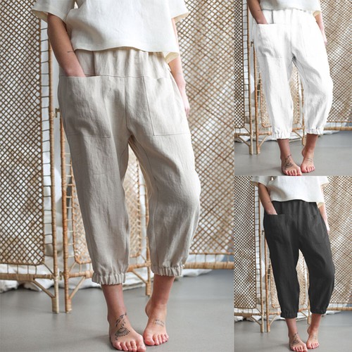 Pantalon Intelligent Homme En Coton Et Lin - Coupe Décontractée, Extensible, Taille élastique Avec Cordon