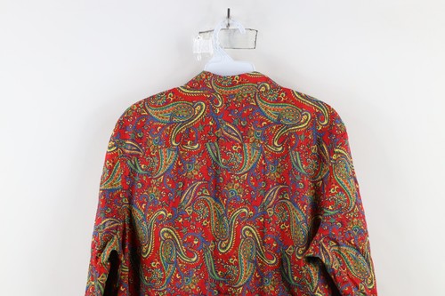 Vintage 90s Ralph Lauren Womens 1X Faded Rainbow Paisley Collared Button Shirt - Picture 7 of 8