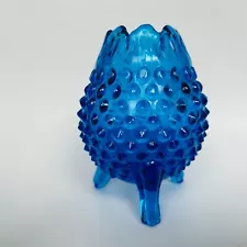 Fenton Art Glass Cobalt Blue Hobnail Egg Shaped Footed Vase