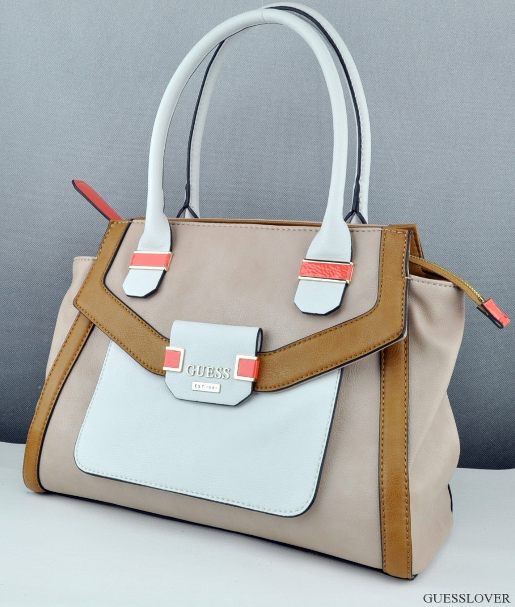 FREE Ship USA Handbag GUESS Keita Satchel Bag Sand Multi Chic