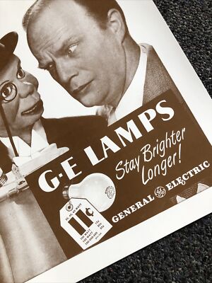 Vintage GE Lamps General Electric Advertising Poster Print 14”x11