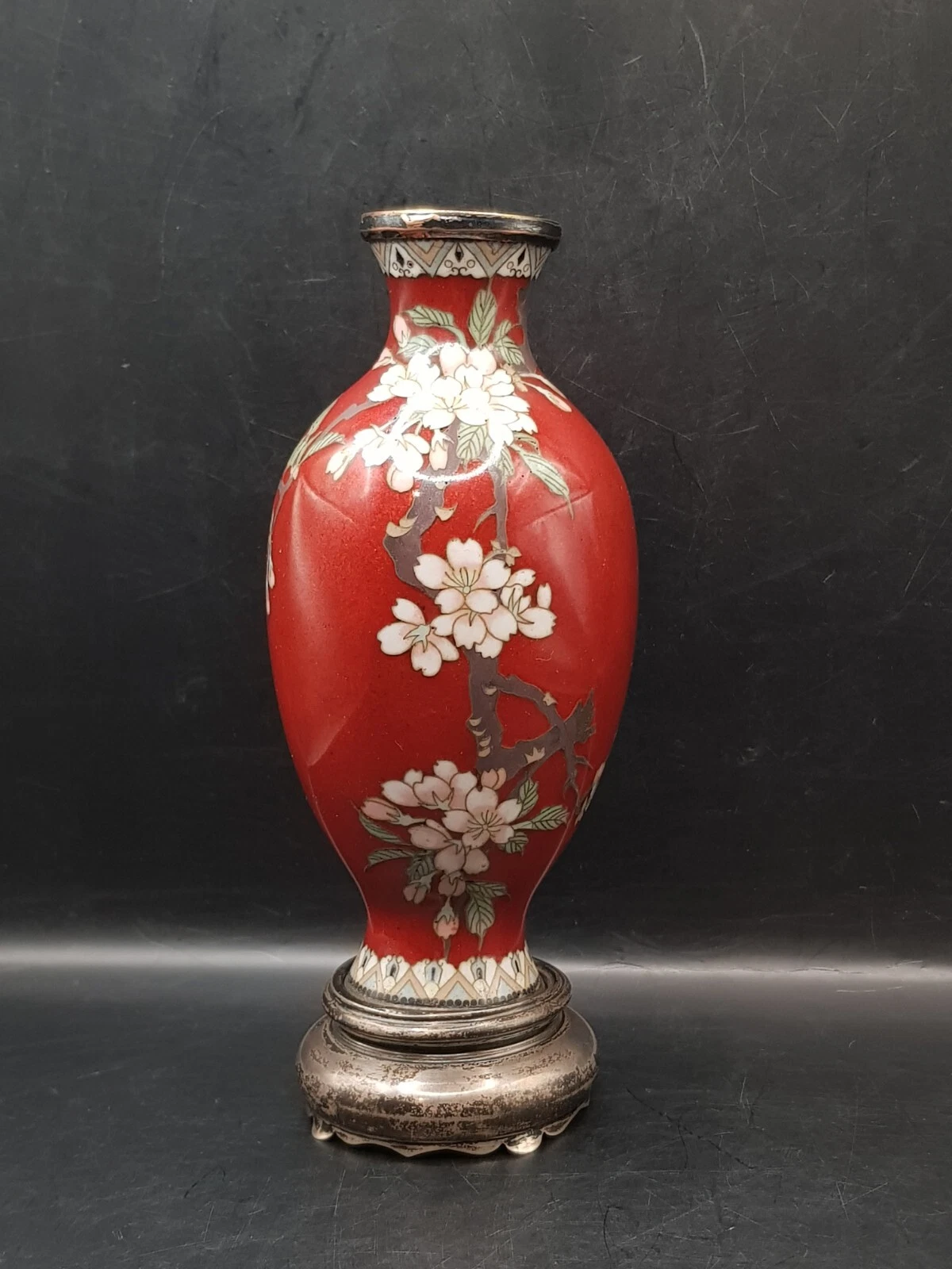 Antique Asian Cloisonne Painted Vase On 1905 English Sterling Silver Stand
Opens in a new window or