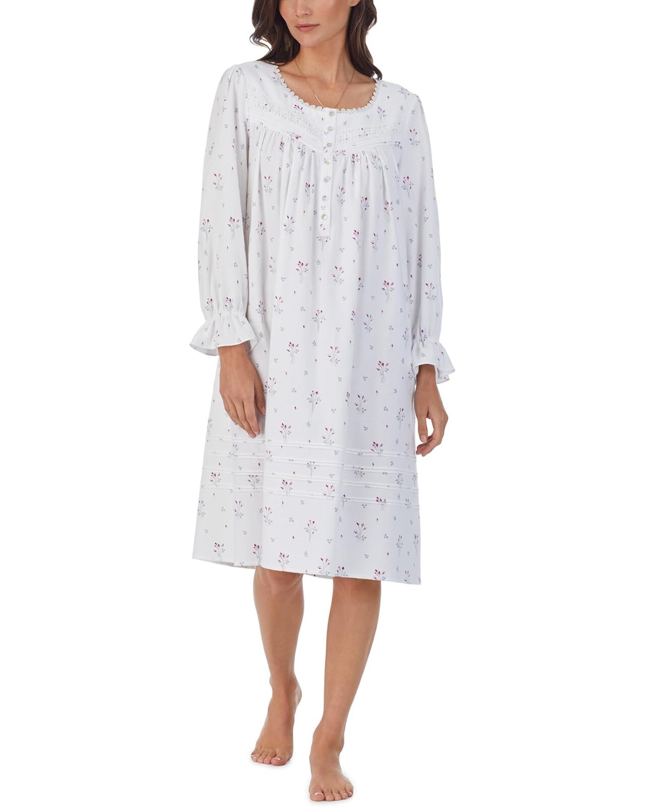 Eileen West Long Sleeve Rose Multi Cotton/Rayon Flannel Waltz Nightgown XL eBay