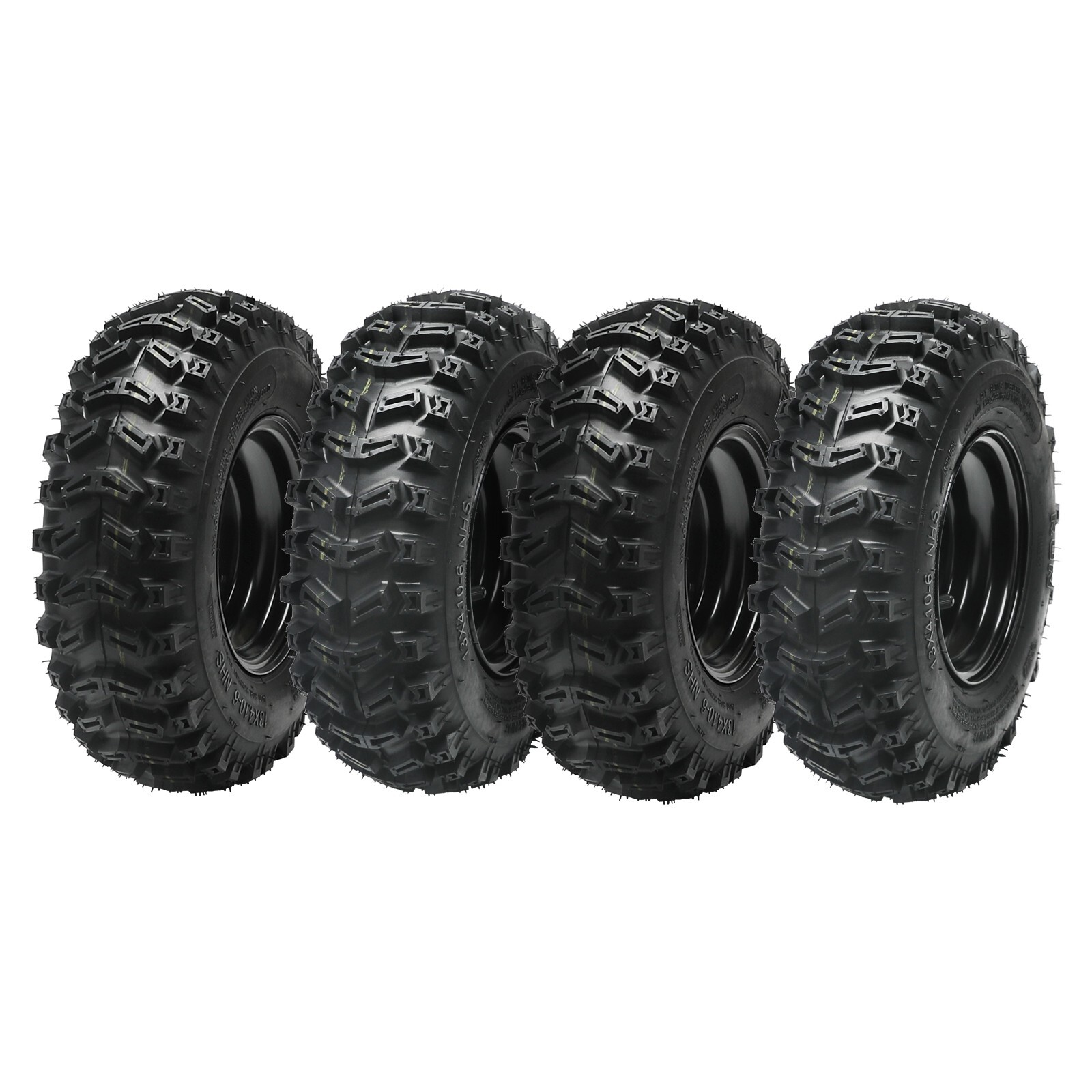 4pc 3 Lug 13x4.10-6 Tubeless Tires on Rims for Mower ATV Bike Scooter