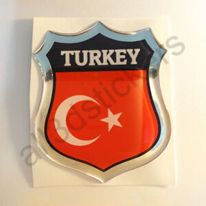 Sticker Turkey Emblem 3D Resin Domed Gel Turkey Flag Vinyl Decal Car