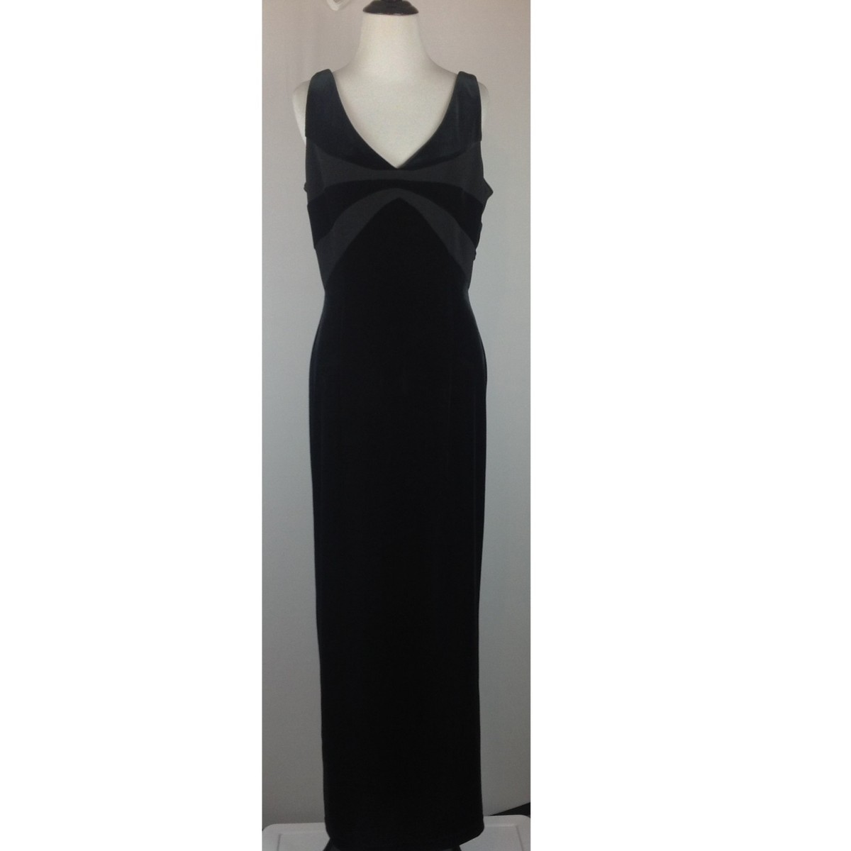 Vtg Scott Mcclintock Maxi Dress Womens 10 Stretch Velvet Velour Gown Prom  Black | eBay