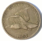 1857 CU-NI FLYING EAGLE LARGE LETTERS 1 CENT VF