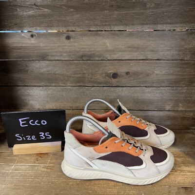 Womens Ecco ST.1 Trend Ivory Leather Comfort Walking Shoes Sneakers Size EU 35