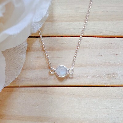 Genuine Rainbow Moonstone necklace June birthstone Gemstone necklace in 925  SS