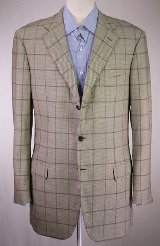 Blazer Abrigo Deportivo Brioni Reciente Beige/Oliva Ventana Lana 42L - Imagen 2 de 13