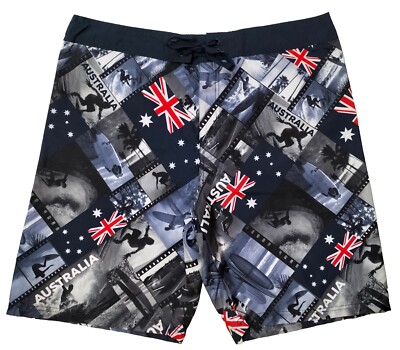 Australia Shorts Men's Dark Blue Beach Board Short Size XL Waist 37 In Polyester