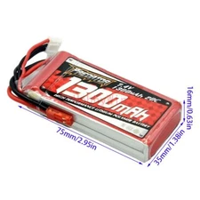 FMS Hobby 7.4V 1300mAh 20C LiPo Battery JST plug for 800mm RC Airplane Warbird