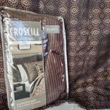 2 Croscill Euro pillow Shams covers  Sancerre brown beige reversible arm covers