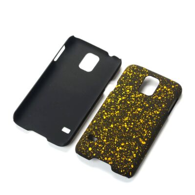 Handy Hülle Schutz Case Bumper für Samsung Galaxy S5 / S5 Neo 3D Sterne Gelb Neu