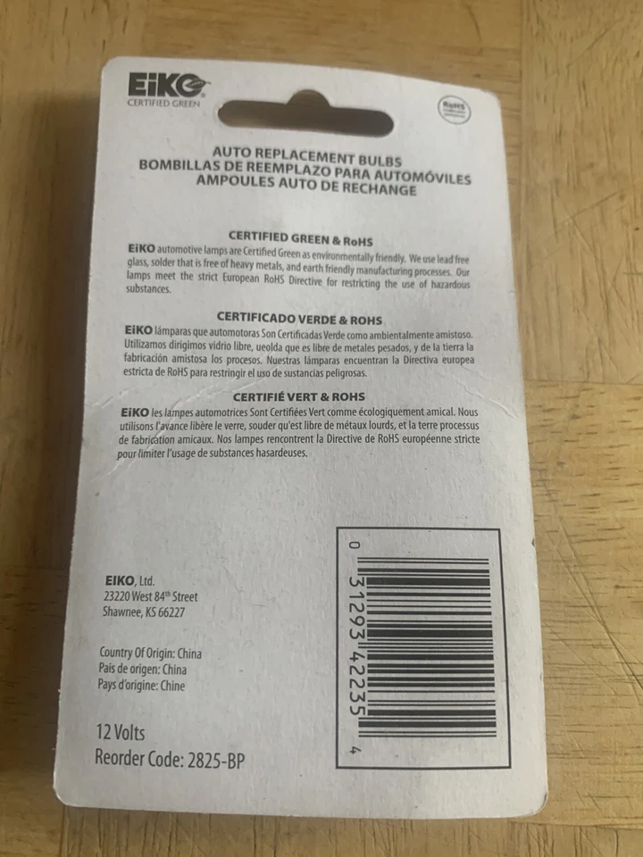 New Eiko Bulbs 2825-BP. Two Packs Of 2. 4 Total Bulbs. - Image 3 of 3