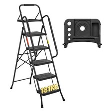 5 Step Ladder with Wide Anti-Slip Pedals, Folding Step Stool Capacity 181kg