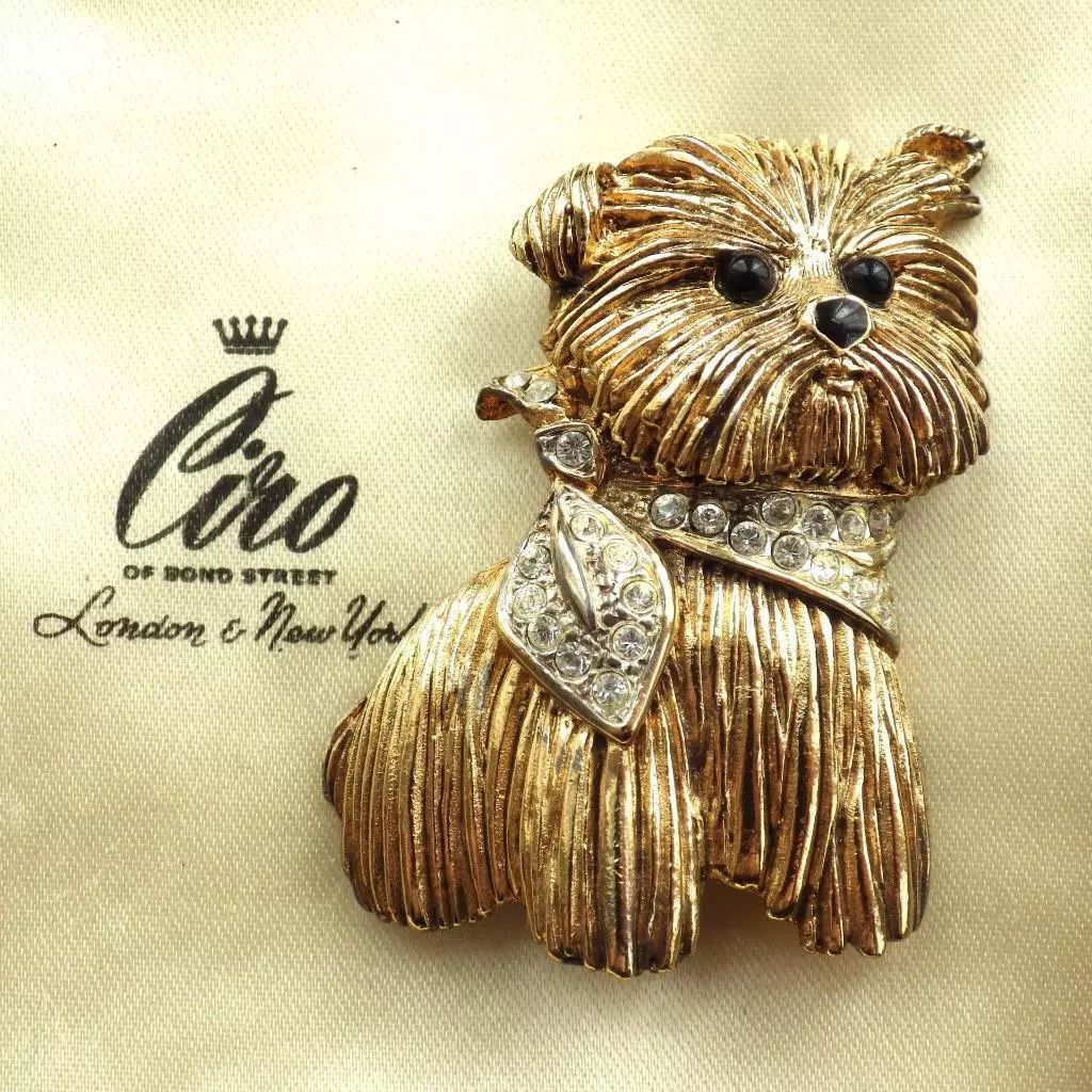 Vintage dog brooch sale