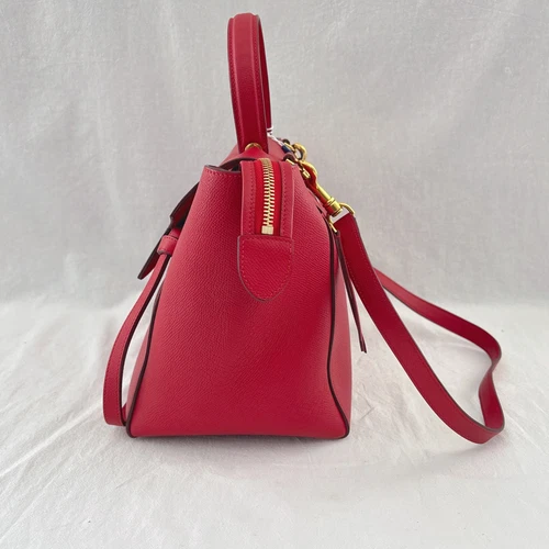 Pre-Loved  Excellent Celine Grained Calfskin Belt Bag Coquelicot Shoulder Bag  - Picture 6 of 10