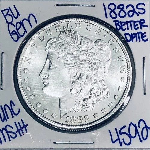 1882 S BU UNCIRCULATED MORGAN SILVER DOLLAR AUTHENTIC U.S.MINT FREESHIPPING 4592
