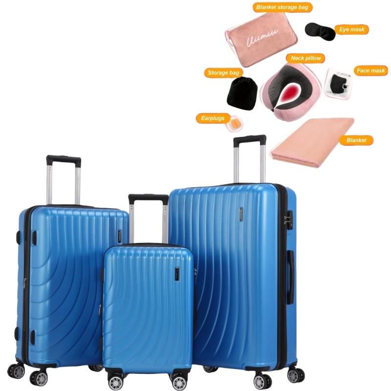 Set 3pcs Expandable Suitcase Tsa Lock Hard Side With 7 Trave