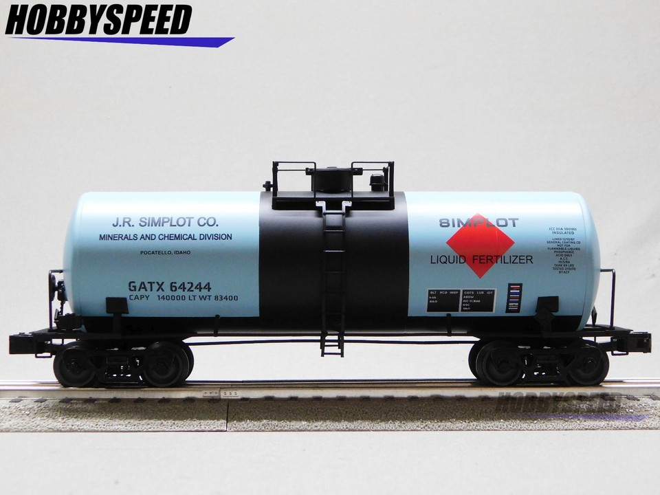 Simplot Rail Cars LIONEL JR SIMPLOT 40' TANK CAR #64244 O GAUGE freight railroad train ...