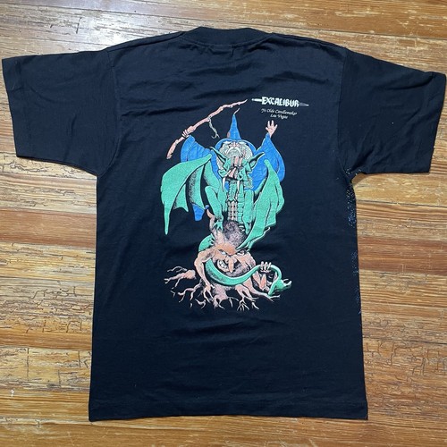 Camicia vintage anni 90 test stampa art Hershey Park Excalibur mago drago cometa 1/1 - Foto 3 di 9