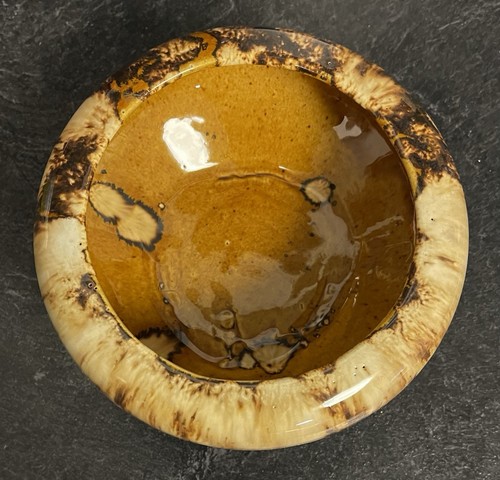 Early Brush McCoy Arts & Crafts Brown Onyx Drip Glaze #01 Squatty Bowl - Picture 4 of 4