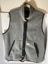 Carhartt Gray&Black Button Snap Fleece Vest Relaxed Fit Men’s XL OV4995-W H1