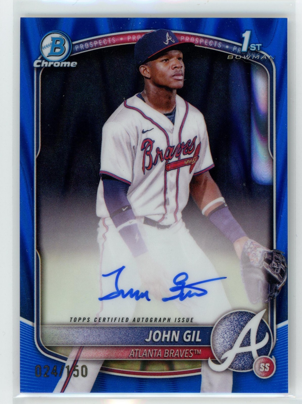 John Gil 2025 1st Bowman Chrome 1st Auto Blue Raywave Refractor #/150 #CPA-JG RC