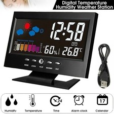 LED Digital Alarm Clock Snooze Calendar Thermometer Hygrometer Weather Display