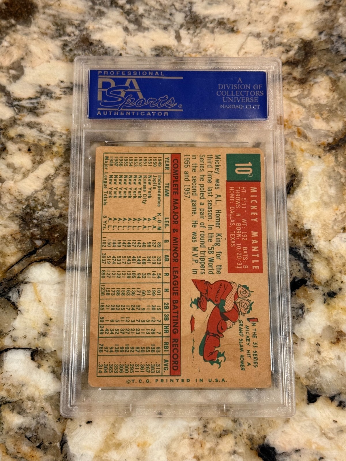 Mickey Mantle 1959 Topps #10 PSA 4 Centered NY Yankees HOF Beauty view 2
