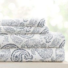 Linen Market Double-Brushed Patterned Microfiber Queen Sheet Set 4 Piece  