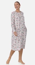 Aria Collection Fleece Red Cardinal Nightgown S Womens Long Sleeve White R14