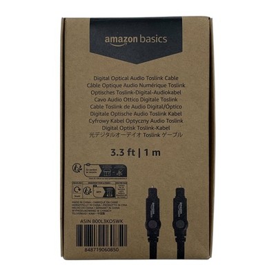 Amazon Basics Toslink Digital Optical Audio Cable, 3.3 Feet, Black 