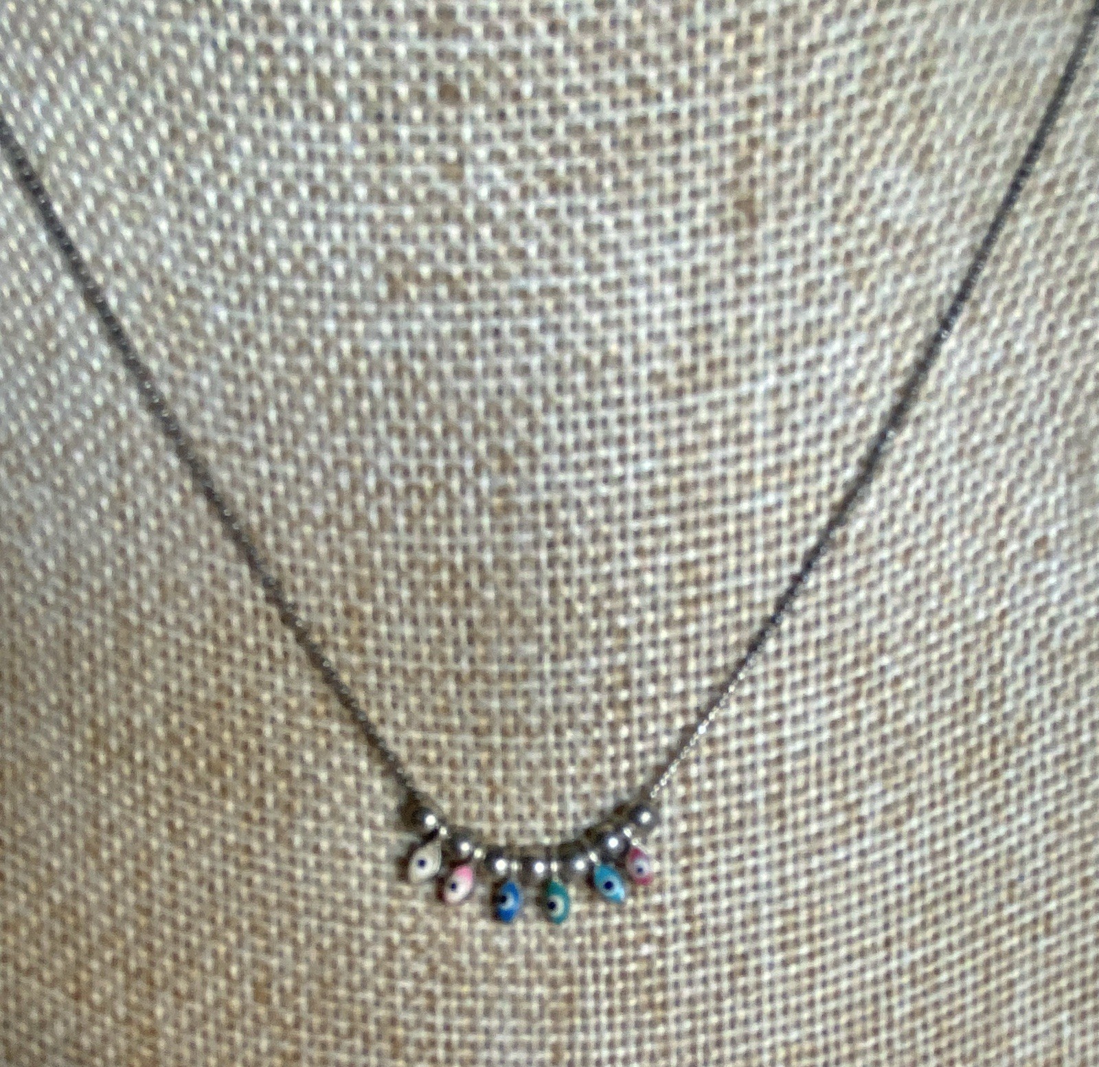 Adjustable Sterling Silver Necklace, Tiny Rainbow… - image 1