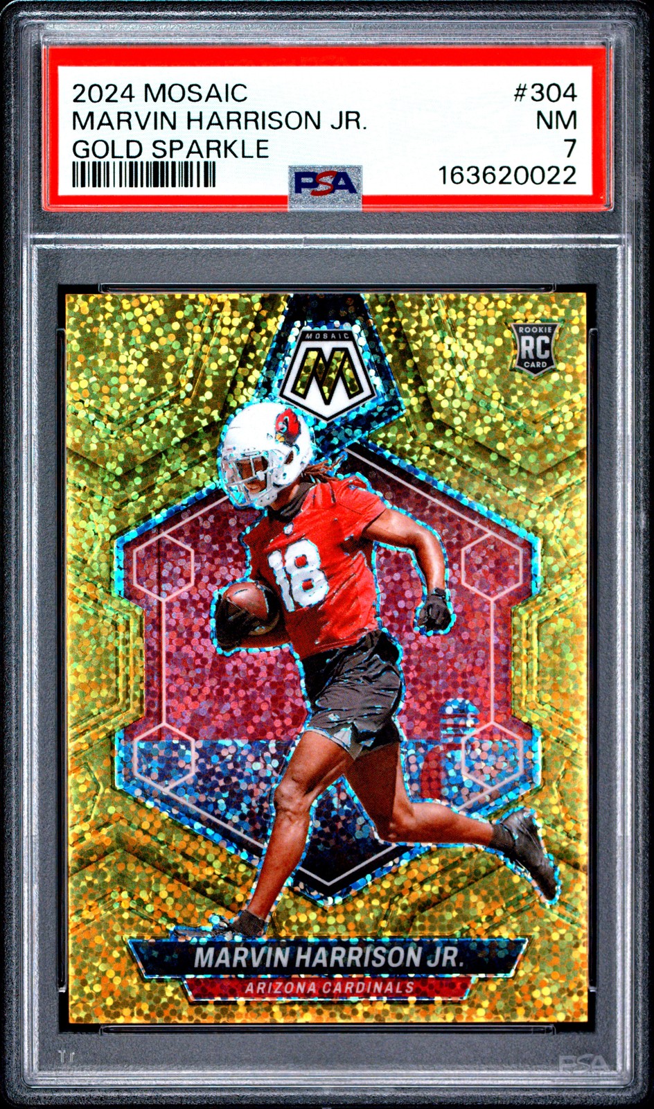 2024 PANINI MOSAIC GOLD SPARKLE #304 MARVIN HARRISON JR. ROOKIE RC 24/24 PSA 7