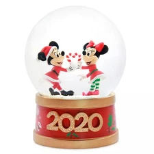 Disney Store Minnie Mickey Mouse Christmas Holiday Snow Globe Snowglobe 2020 New