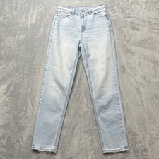 American Eagle Mom Jeans Women's Size 0 Blue Light Wash Distressed Regular