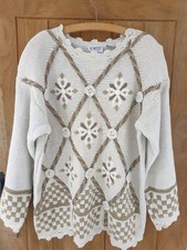 Emos Collection Womens Knitted Jumper Sweater Ramie Plant 'All Size' L *Vintage*