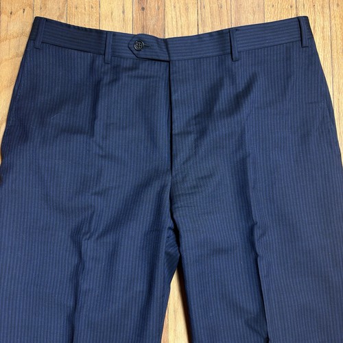 Canali 1934 Wool Dress Pants Mens 33x30 Blue Stripe Navy Silver Label - Bild 2 von 7