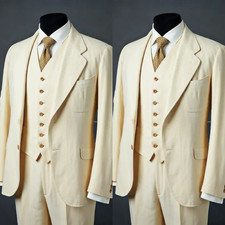 Classic Fit Men's Suit Formal 2Pcs Groomman Bridal Outfits Beige Tuxedo Jacket