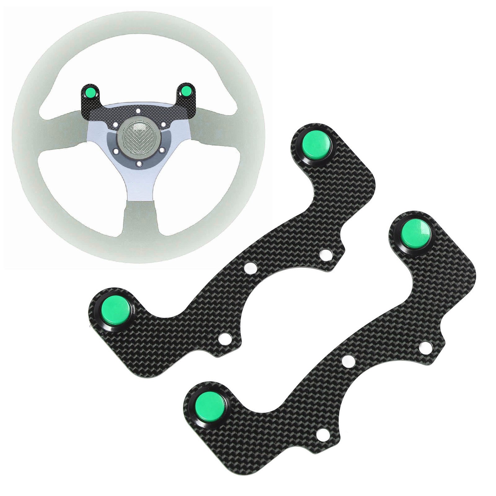 2Pcs Steering Wheel Horn Button External Horn Button Kit Green Button For Nardi