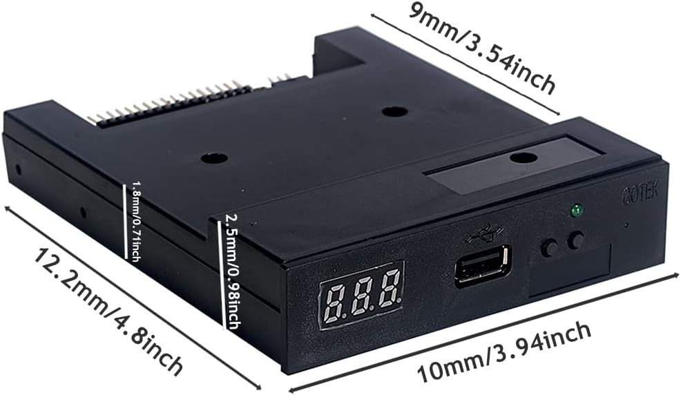 GoTEK SFR1M44-U100 3.5 Inch 1.44MB USB SSD Floppy Drive Emulator Black 