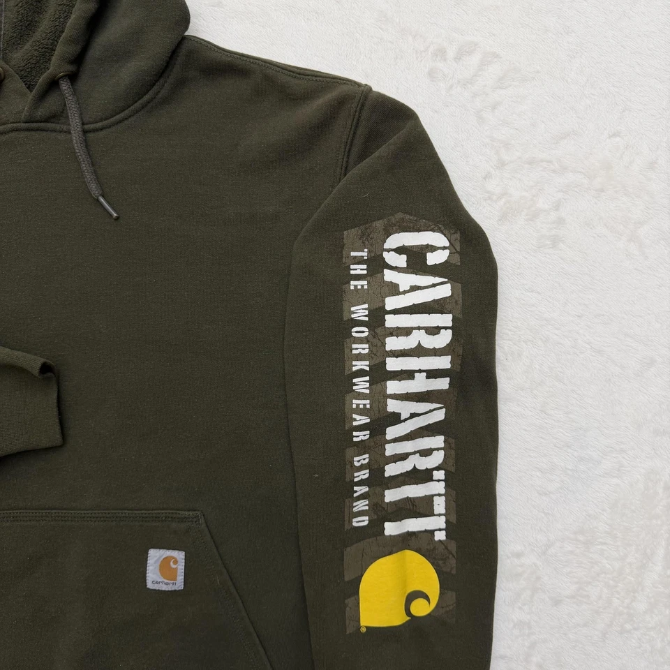 Carhartt Suéter Sudadera con Capucha Sudadera Para Hombres Pequeño Verde Pullover Polar Ropa de Trabajo Foto 3 de 4
