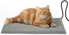 Heated Pet Pad with Washable Cover Waterproof and Preset Temperature for Cats