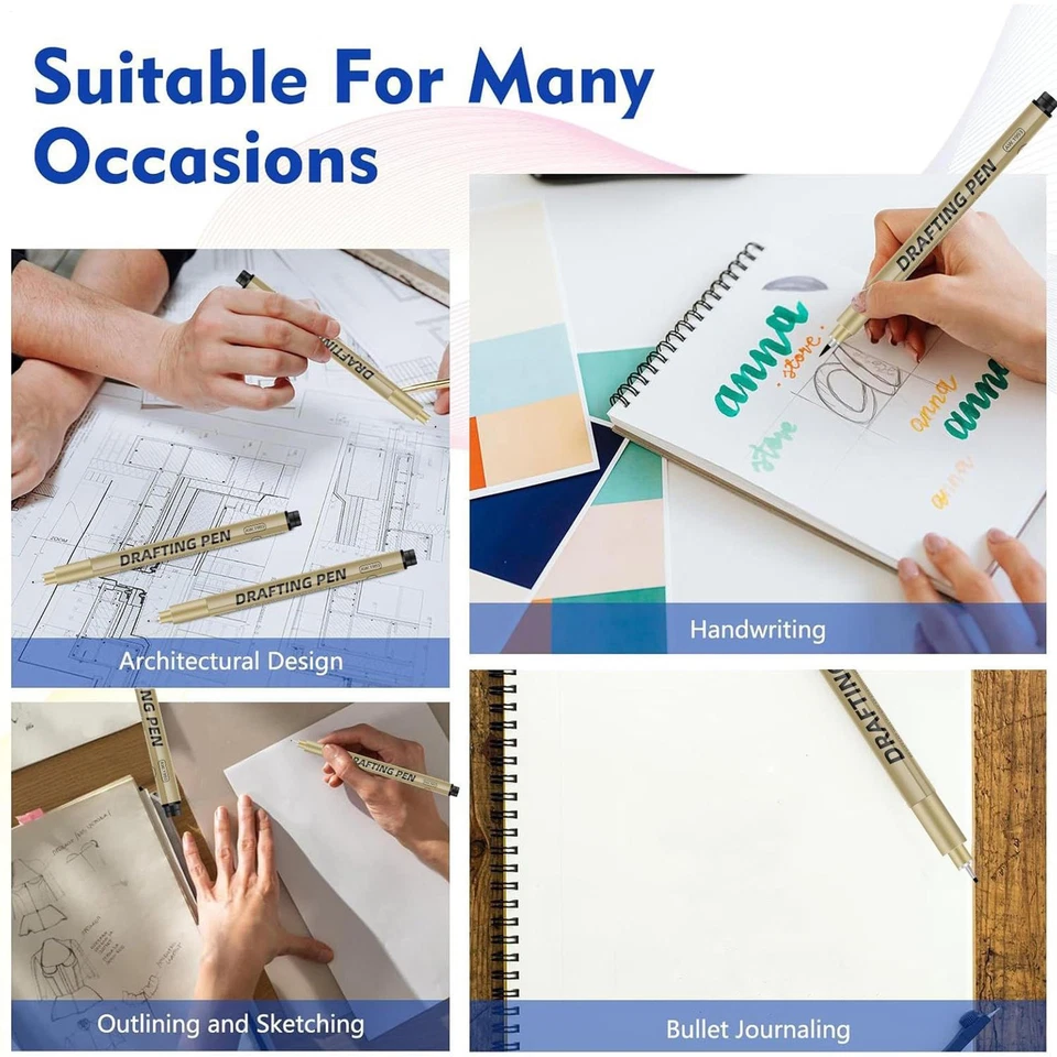 Fine Liner Pens 12 Pieces Waterproof Ink Multiliner Pens Waterproof Drawing - image 3 of 4