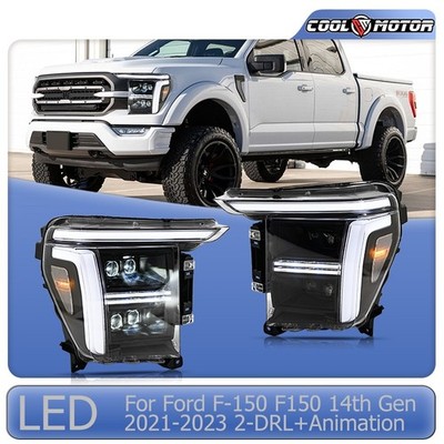For 2021-2023 Ford F150 FULL LED Headlights Black Housing w/ Startup Animation
