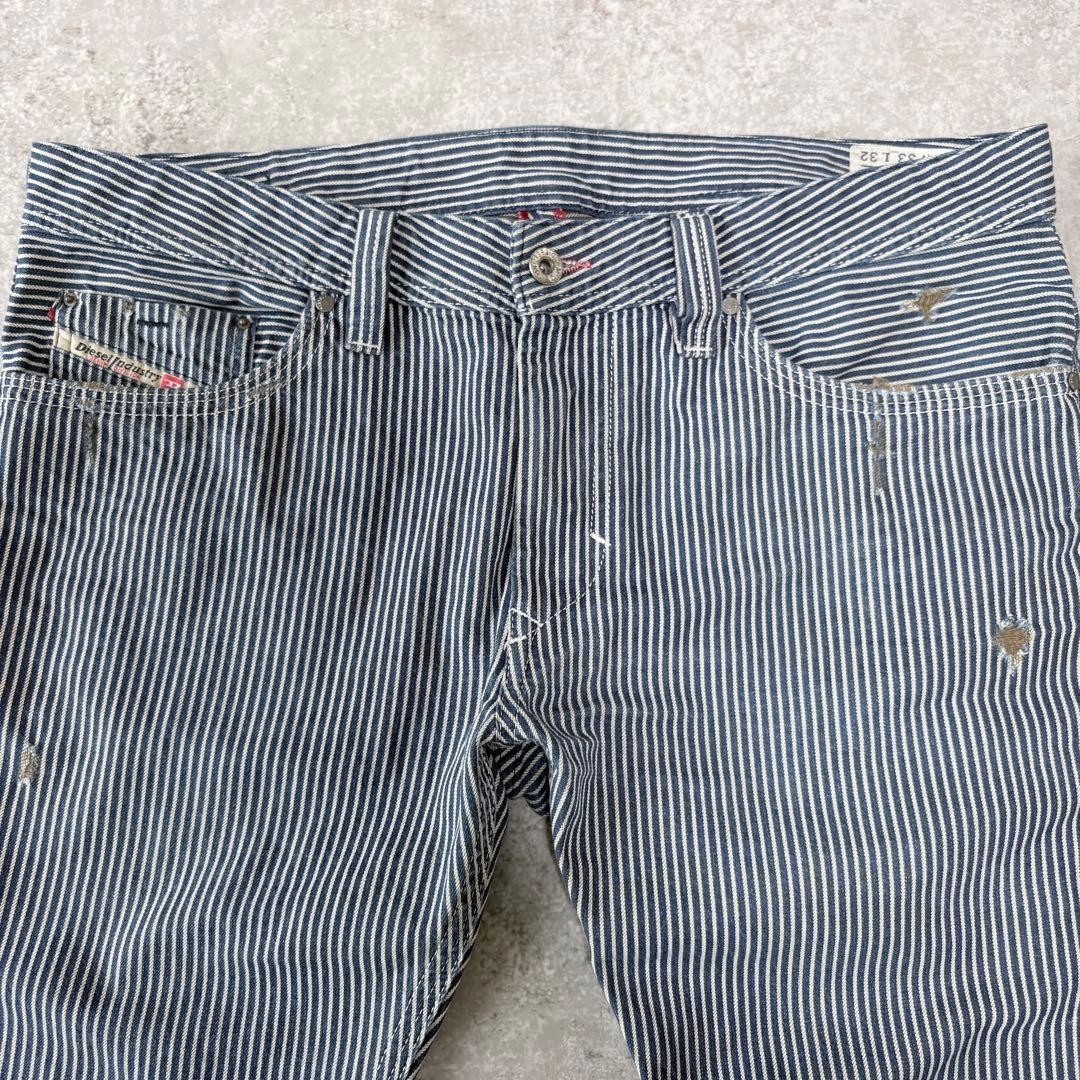 Diesel Thanaz Slim Hickory Stripe Denim Pants W33 Japan For 14Y+ image 2